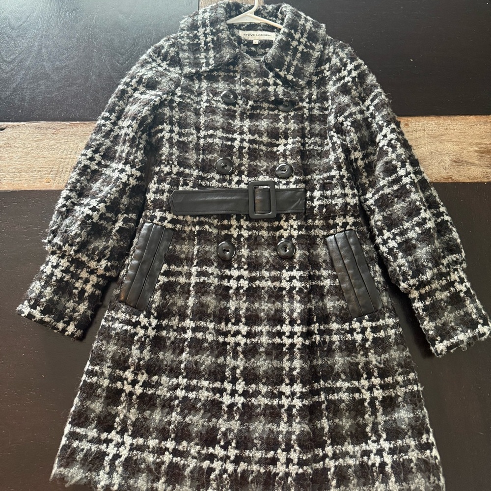 Steve Madden Monochrome Checkered Trench Coat